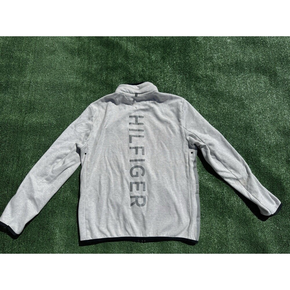 Tommy Hilfiger Sport Grey Full Zip Jacket Hidden Hood Size Large